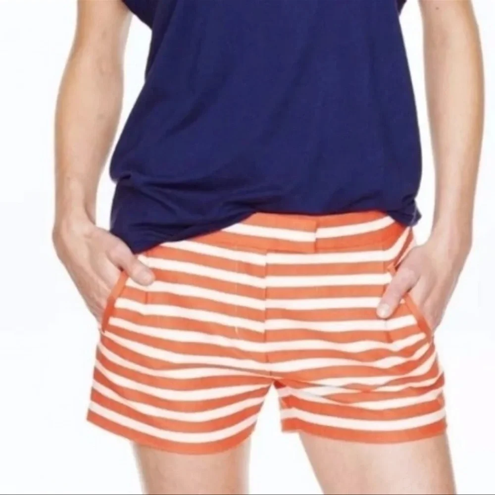 J. Crew Orange and White Stripe Women's Shorts